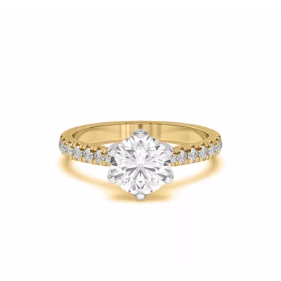 Marigold Grand Tulip-Inspired 6 Prong Two-Tone Lab Engagement Ring