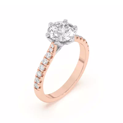 Marigold Grand Tulip-Inspired 6 Prong Two-Tone Engagement Ring