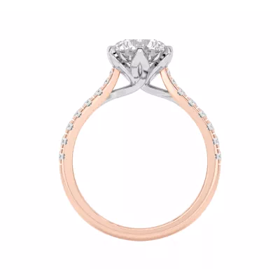 Marigold Grand Tulip Inspired 6 Prong Two-Tone Engagement Ring