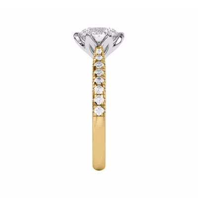 Marigold Grand Tulip-Inspired 6 Prong Two-Tone Lab Engagement Ring