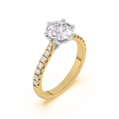 Marigold Grand Tulip Inspired 6 Prong Two-Tone Lab Engagement Ring
