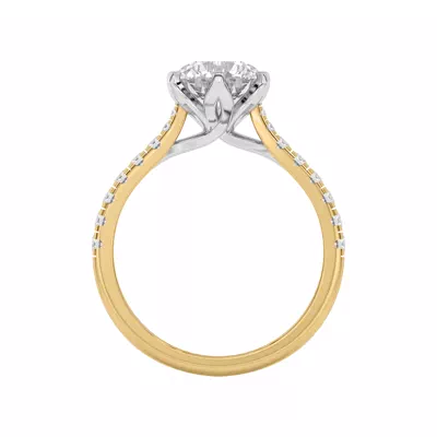 Marigold Grand Tulip Inspired 6 Prong Two-Tone Engagement Ring