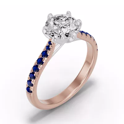 Marigold Grand Tulip Inspired Sapphire Two-Tone Engagement Ring