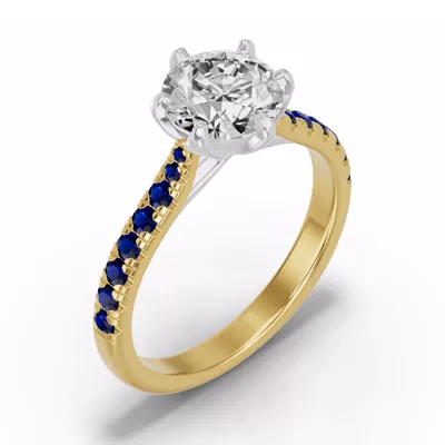 Marigold Grand Tulip-Inspired Sapphire Two-Tone Engagement Ring