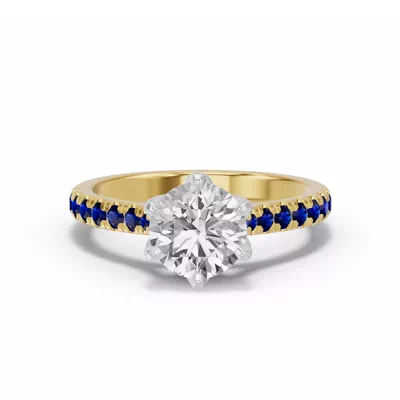 Marigold Grand Tulip Inspired Sapphire Two-Tone Engagement Ring