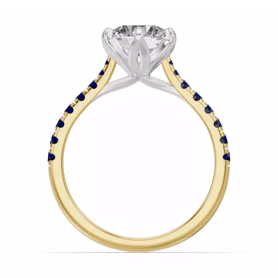Marigold Grand Tulip Inspired Sapphire Two-Tone Engagement Ring