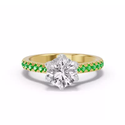 Marigold Grand Tulip Inspired Tsavorite Two-Tone Engagement Ring