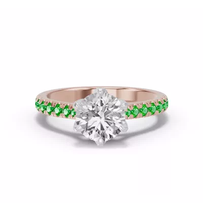 Marigold Grand Tulip-Inspired Tsavorite Two-Tone Engagement Ring