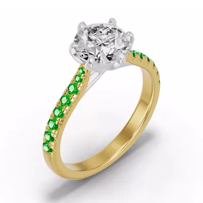 Marigold Grand Tulip Inspired Tsavorite Two-Tone Engagement Ring
