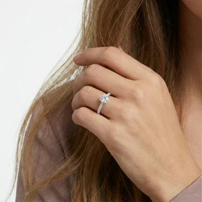 Marie Majestic Hidden Halo Lab Pavé Engagement Ring