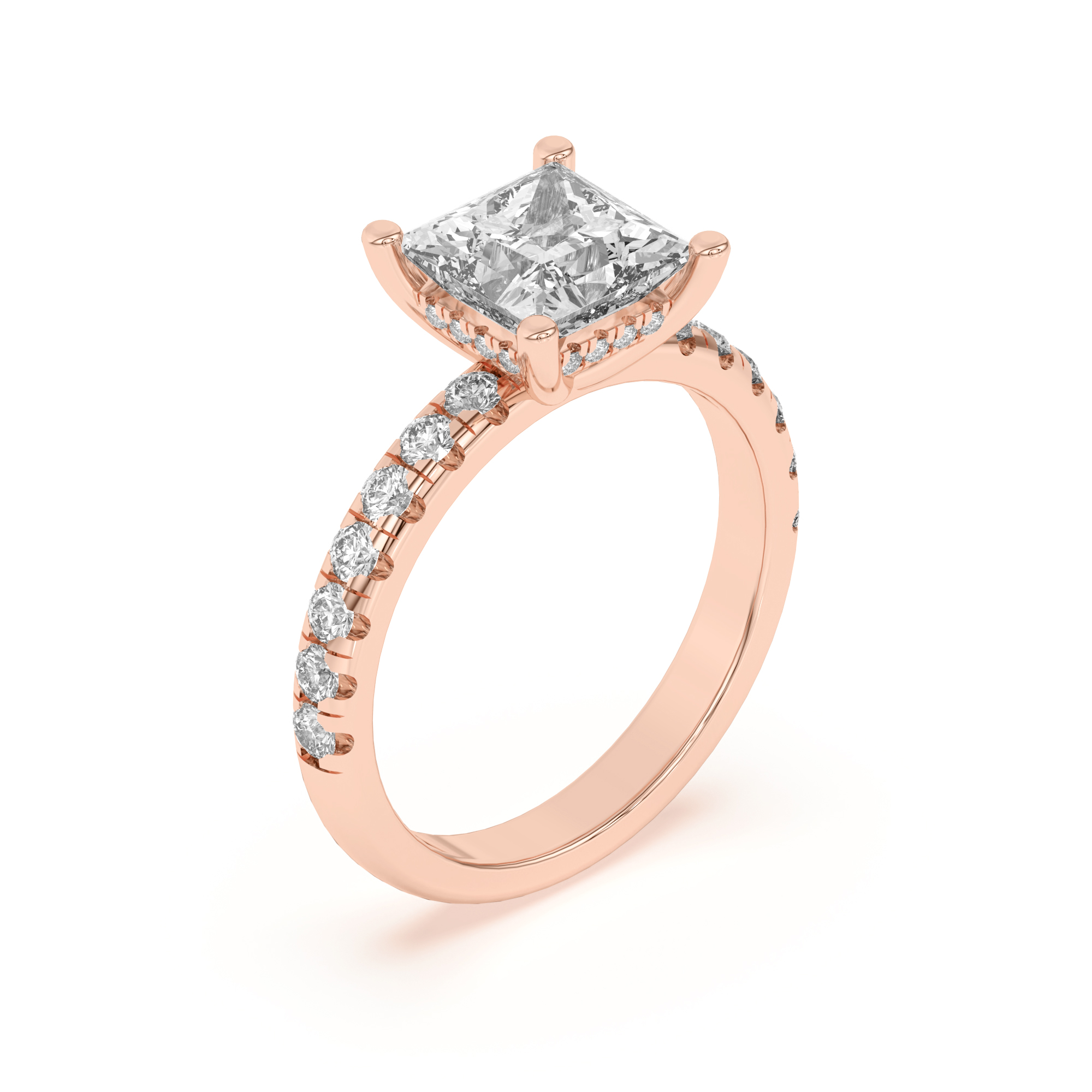 Marie Majestic Hidden Halo Lab Pavé Engagement Ring