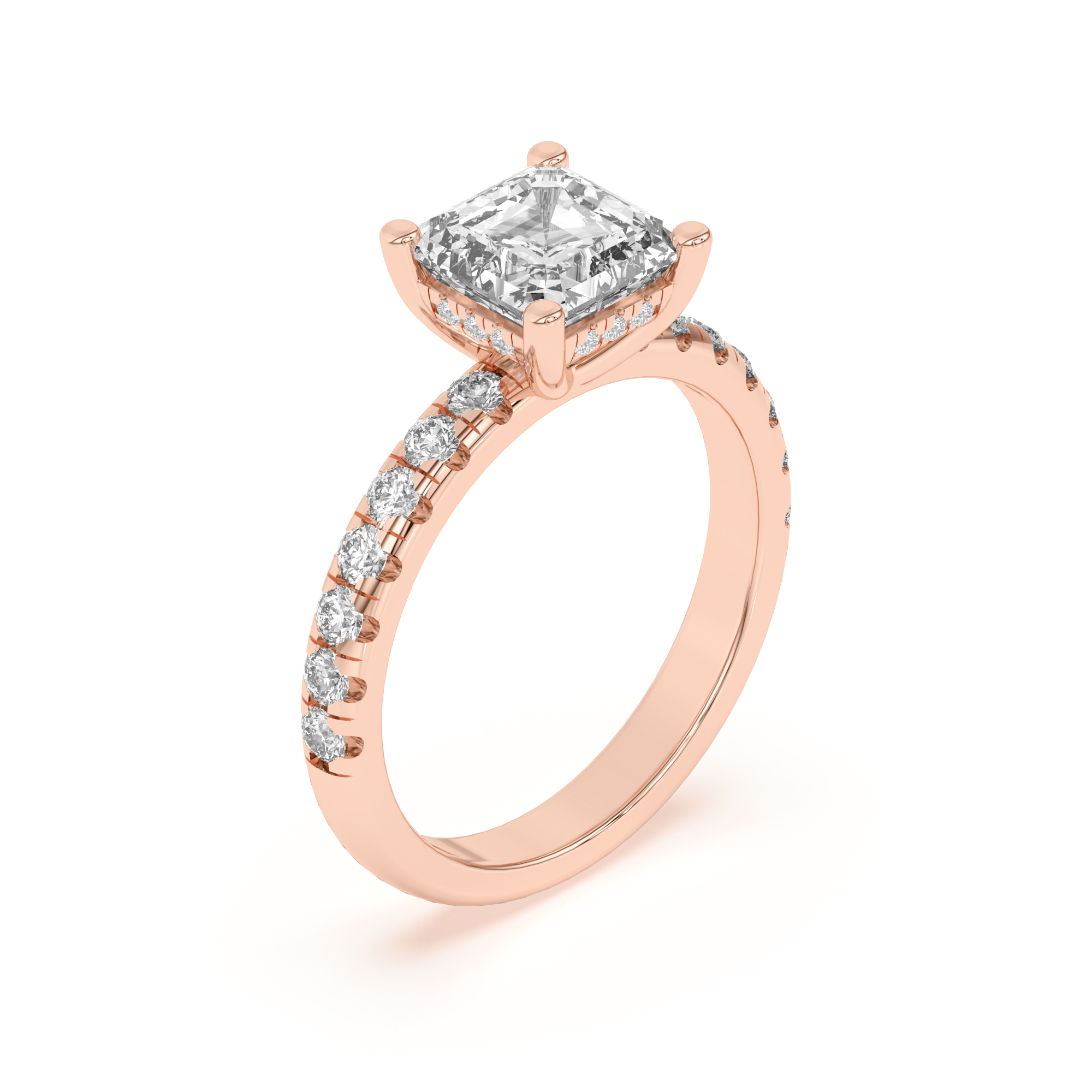 Marie Majestic Hidden Halo Lab Pavé Engagement Ring