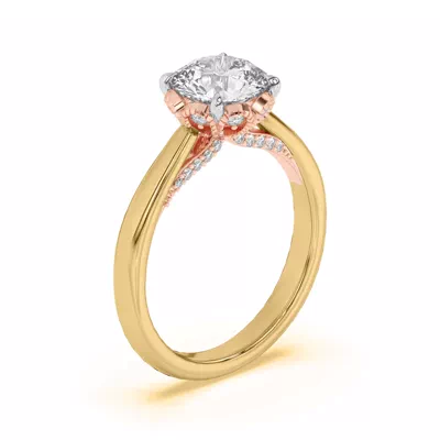 Roselle Petal Hidden Halo Engagement Ring