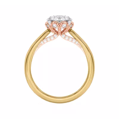 Roselle Petal Hidden Halo Engagement Ring