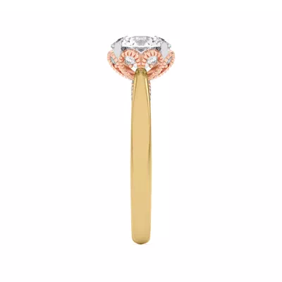 Roselle Petal Hidden Halo Engagement Ring