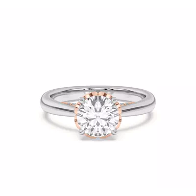 Roselle Petal Hidden Halo Engagement Ring