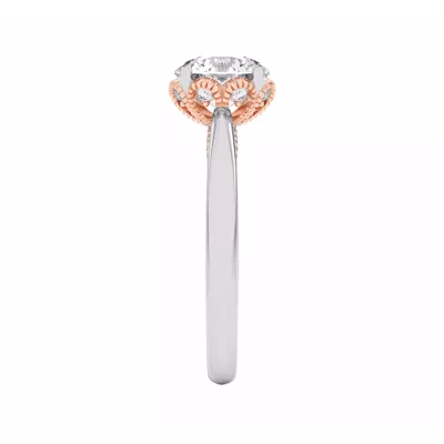 Roselle Petal Hidden Halo Engagement Ring