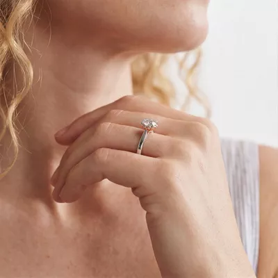 Roselle Petal Hidden Halo Engagement Ring