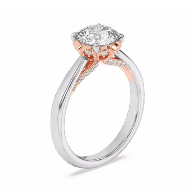 Roselle Petal Hidden Halo Engagement Ring