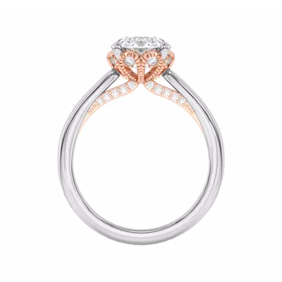 Roselle Petal Hidden Halo Engagement Ring
