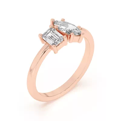 Toi et Moi Emerald and Marquise Lab Ring (1.00 cttw)