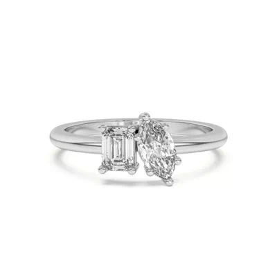 Toi et Moi Emerald and Marquise Lab Ring (1.00 cttw)