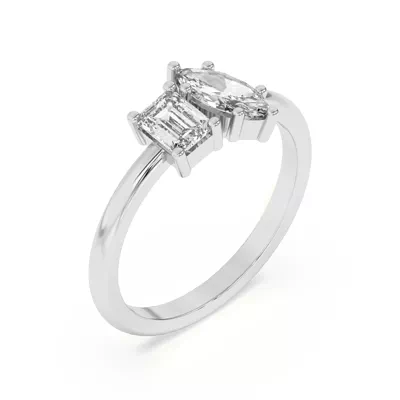 Toi et Moi Emerald and Marquise Lab Ring (1.00 cttw)