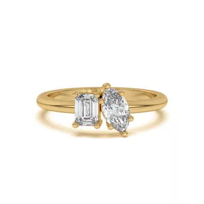 Toi et Moi Emerald and Marquise Lab Ring (1.00 cttw)