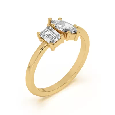 Toi et Moi Emerald and Marquise Lab Ring (1.00 cttw)