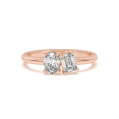 Toi et Moi Oval and Emerald Lab Ring (1.00 ct. tw.)
