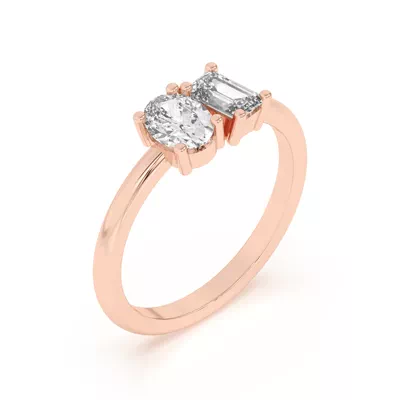 Toi et Moi Oval and Emerald Lab Ring (1.00 ct. tw.)