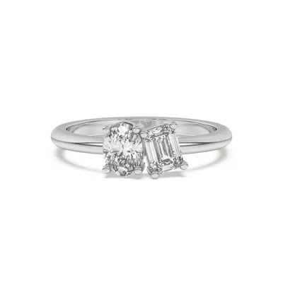 Toi et Moi Oval and Emerald Lab Ring (1.00 ct. tw.)