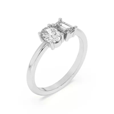 Toi et Moi Oval and Emerald Lab Ring (1.00 ct. tw.)