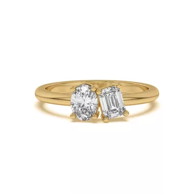 Toi et Moi Oval and Emerald Lab Ring (1.00 ct. tw.)