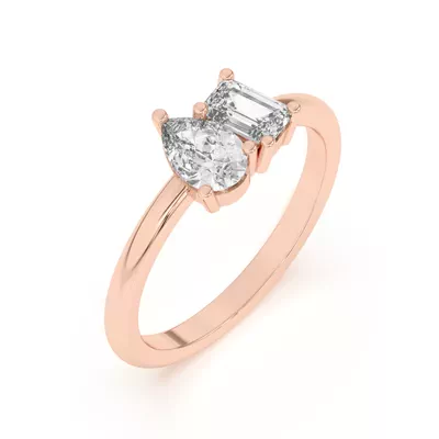 Toi et Moi Pear and Emerald Lab Ring (1.00 cttw)