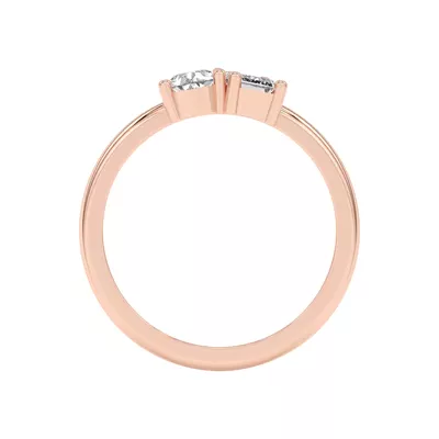 Toi et Moi Pear and Emerald Lab Ring (1.00 cttw)