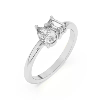 Toi et Moi Pear and Emerald Lab Ring (1.00 cttw)