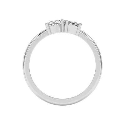 Toi et Moi Pear and Emerald Lab Ring (1.00 cttw)