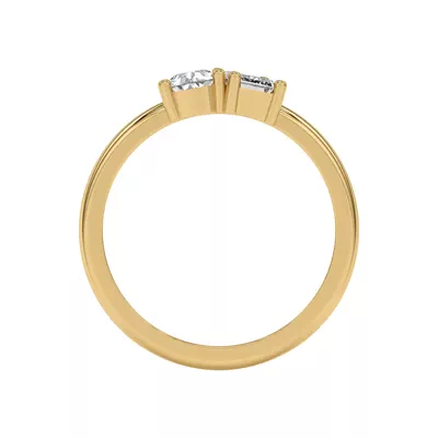 Toi et Moi Pear and Emerald Lab Ring (1.00 cttw)