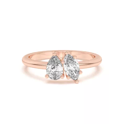 Toi et Moi Pear and Marquise Lab Ring (1.00 cttw)