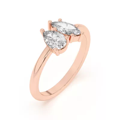 Toi et Moi Pear and Marquise Lab Ring (1.00 cttw)