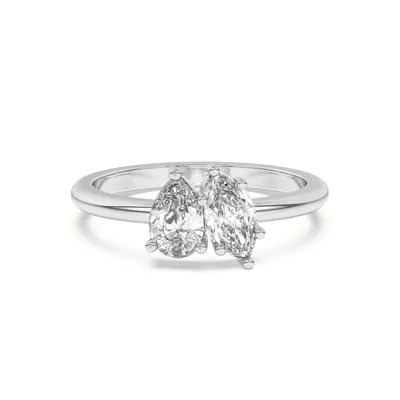 Toi et Moi Pear and Marquise Lab Ring (1.00 cttw)