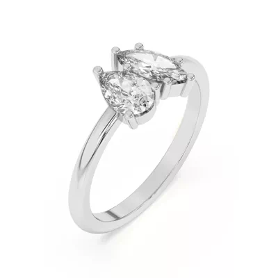 Toi et Moi Pear and Marquise Lab Ring (1.00 cttw)