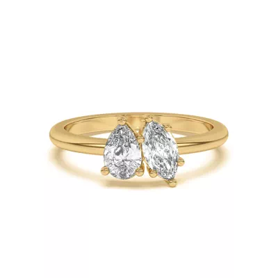 Toi et Moi Pear and Marquise Lab Ring (1.00 cttw)