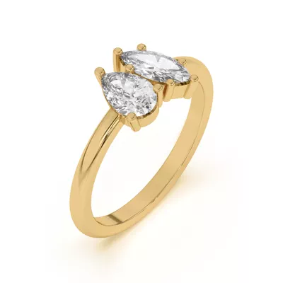 Toi et Moi Pear and Marquise Lab Ring (1.00 cttw)