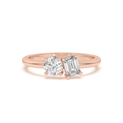 Toi et Moi Round and Emerald Lab Ring (1.00 cttw)