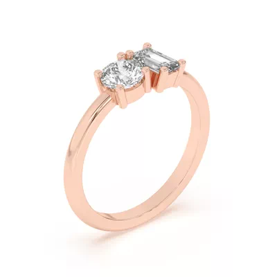 Toi et Moi Round and Emerald Lab Ring (1.00 cttw)