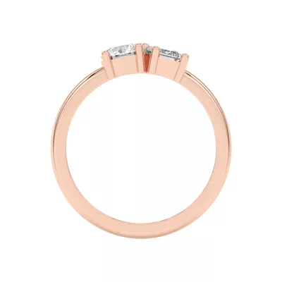 Toi et Moi Round and Emerald Lab Ring (1.00 cttw)