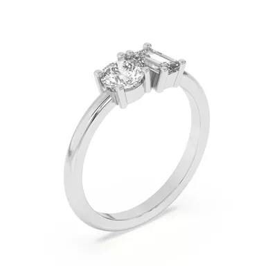 Toi et Moi Round and Emerald Lab Ring (1.00 cttw)
