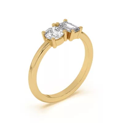 Toi et Moi Round and Emerald Lab Ring (1.00 cttw)